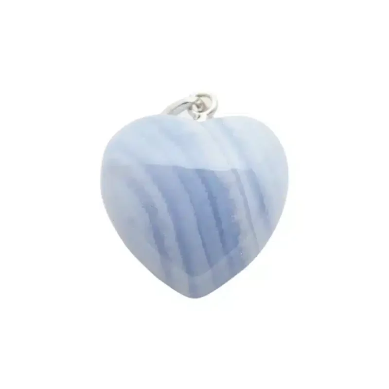 Pendentif coeur en calcédoine Image d'un pendentif coeur en pierre de calcédoine