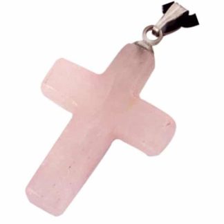 pendentif croix quartz rose
