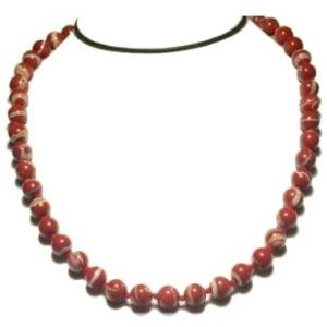 Collier perles 8 mm jaspe rouge