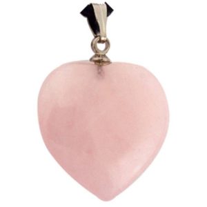 pendentif coeur pierre de quartz rose