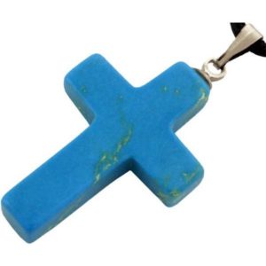 Pendentif croix turquoise