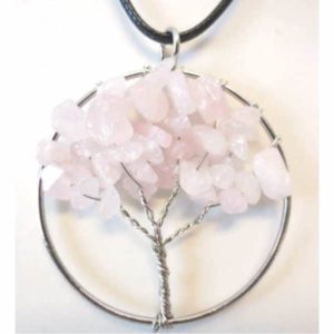 Pendentif arbre de vie quartz rose