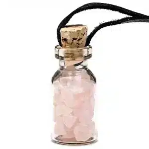 Pendentif bouteille quartz rose