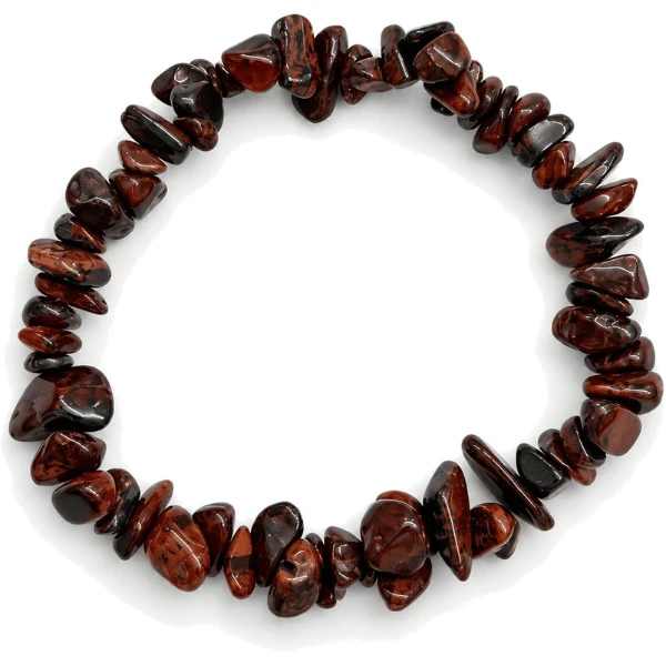 Bracelet baroque en pierre d'obsidienne acajou naturel