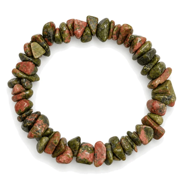 Bracelet baroque en pierre d'unakite naturel