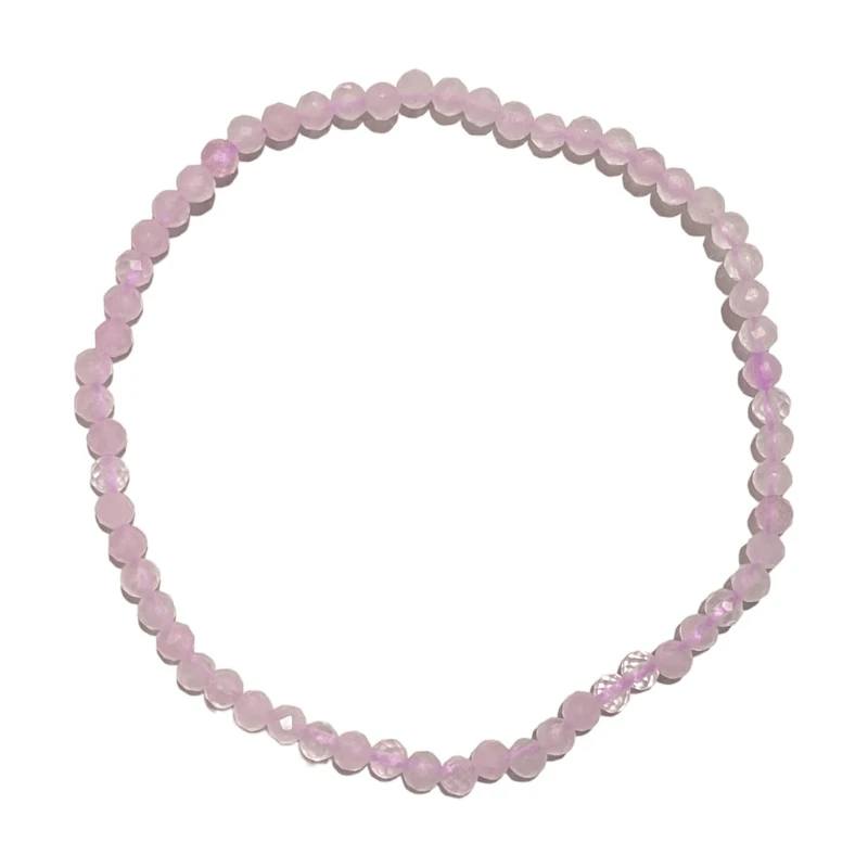 Bracelet facettes en quartz rose naturel
