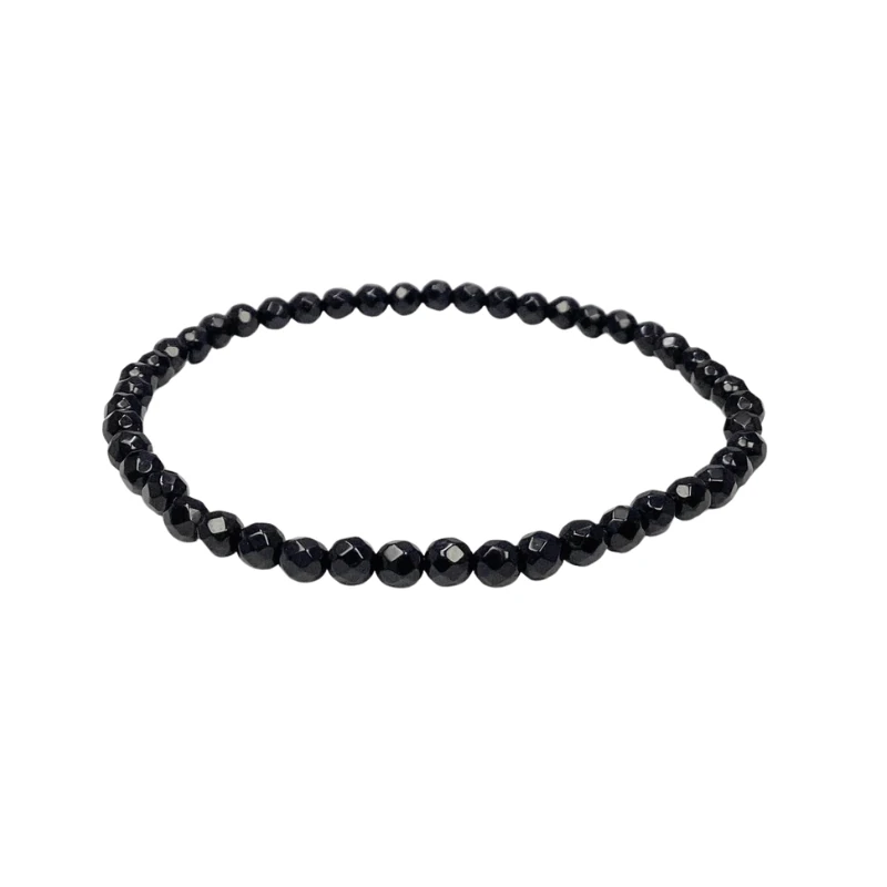 Bracelet à facettes en tourmaline noire naturel